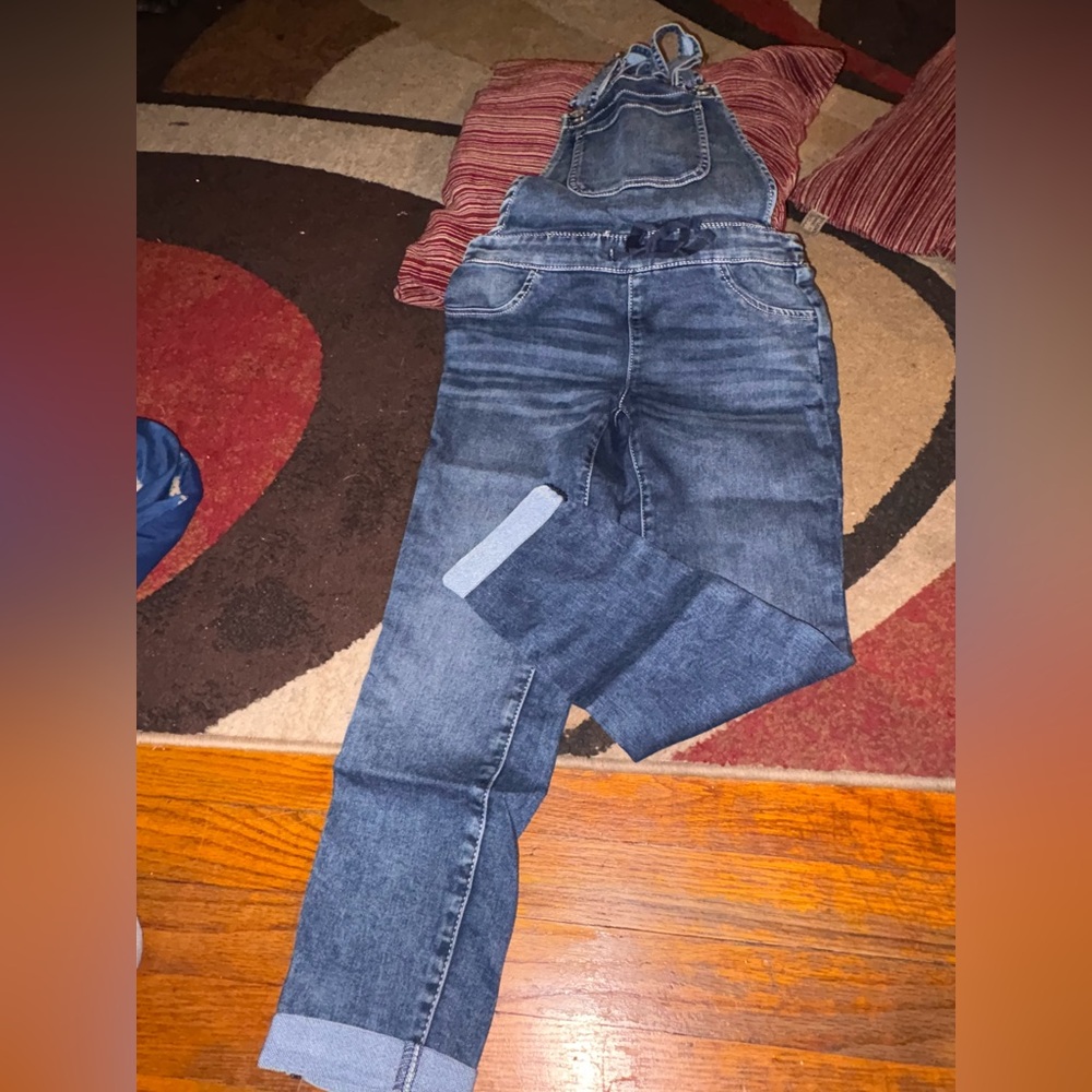 Justice girls denim blk wash overalls size 12 $20
